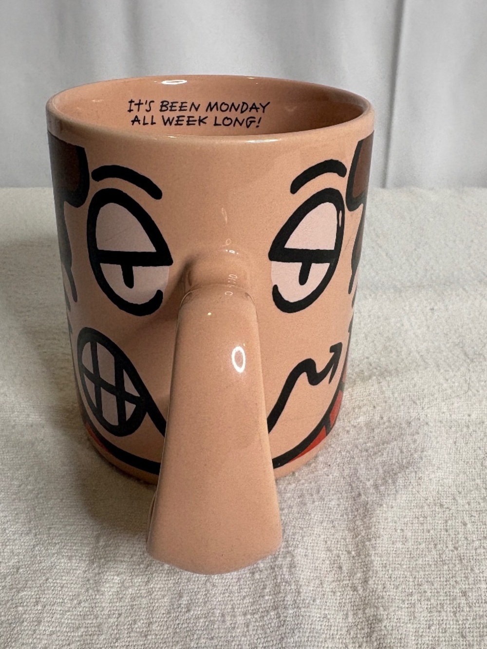 Vtg 90's Big Nose Handle Mug Coffee Dakin High on Stress Stanley Papel Cartoon